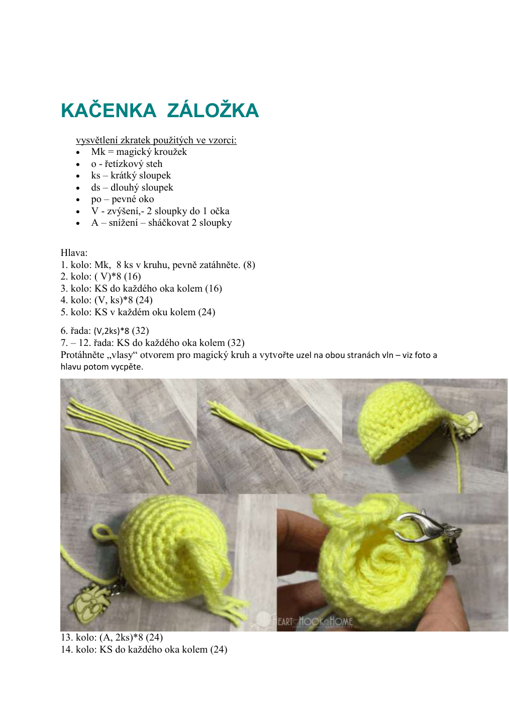 Strana 1 z návodu KAČENKA ZÁLOŽKA