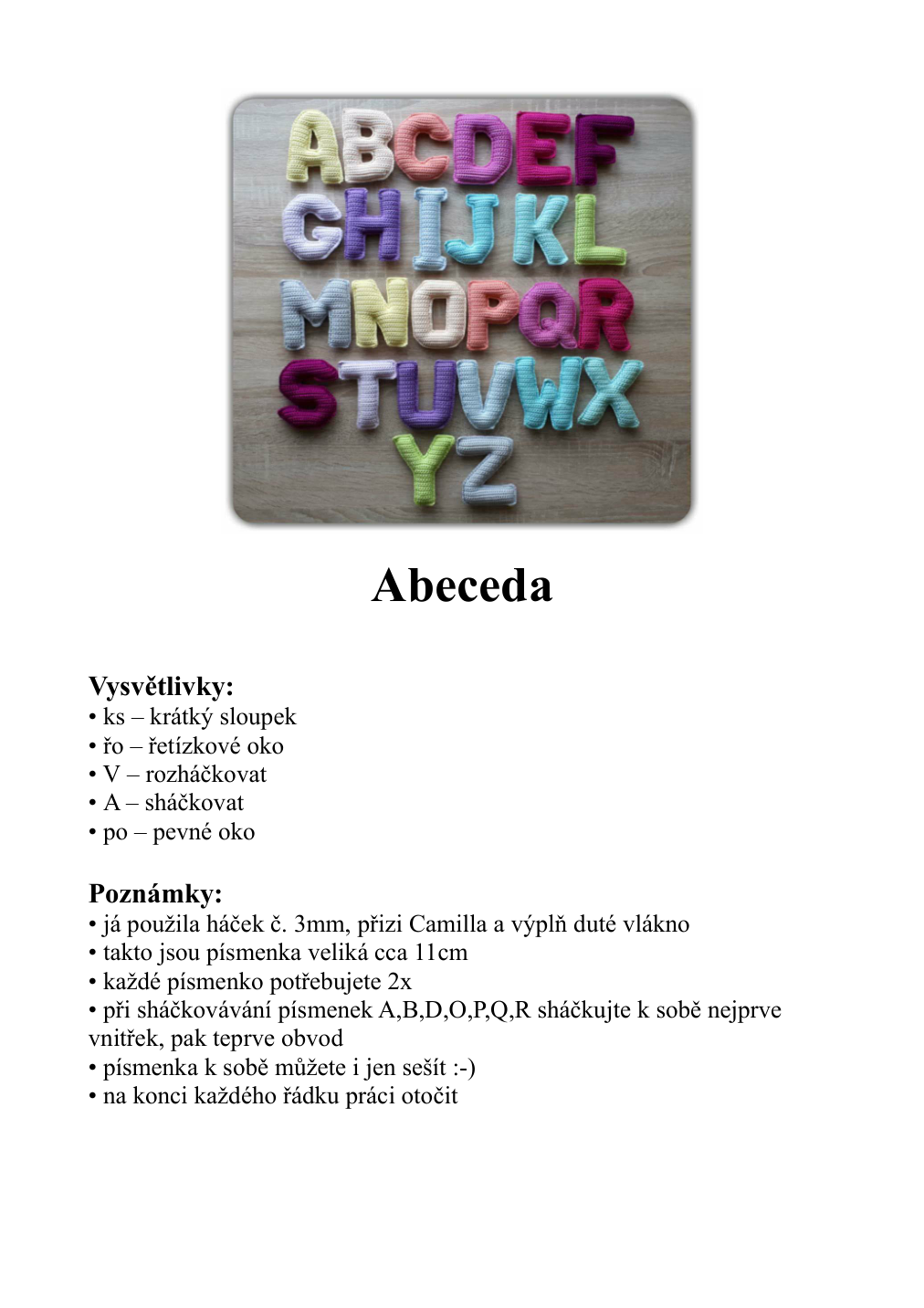 Strana 1 z návodu Abeceda
