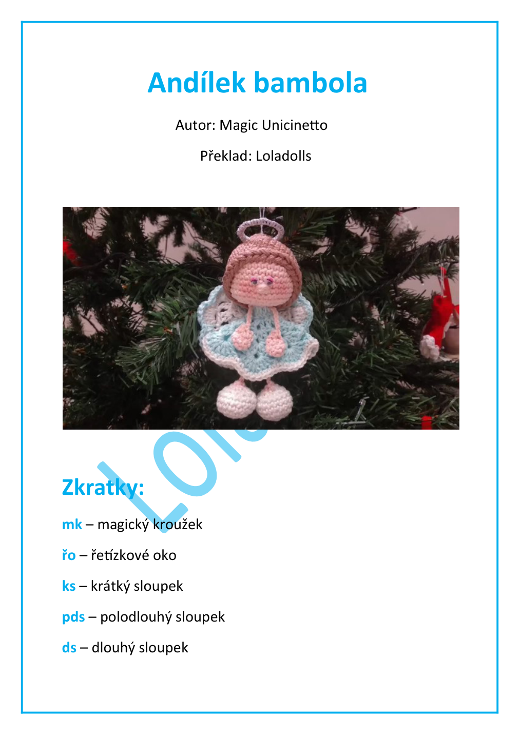 Strana 1 z návodu andílek bambola překlad Loladolls