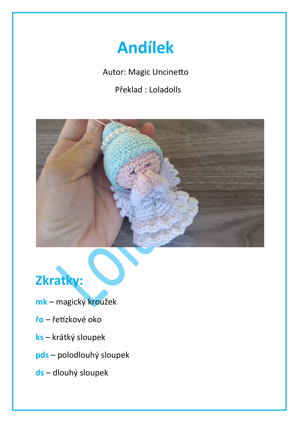 Strana 1 z návodu andílek překlad Loladolls