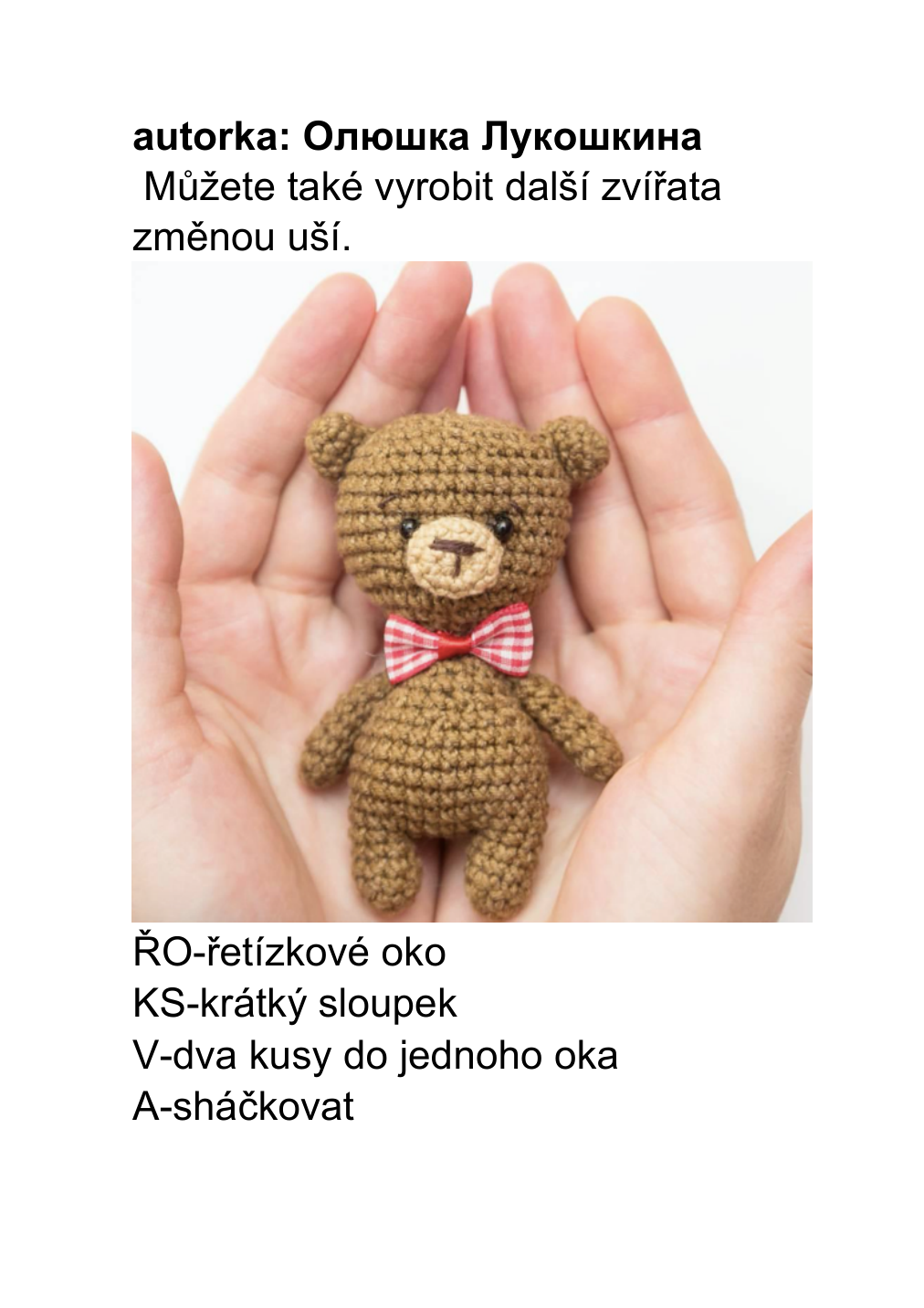 Strana 1 z návodu medvídek