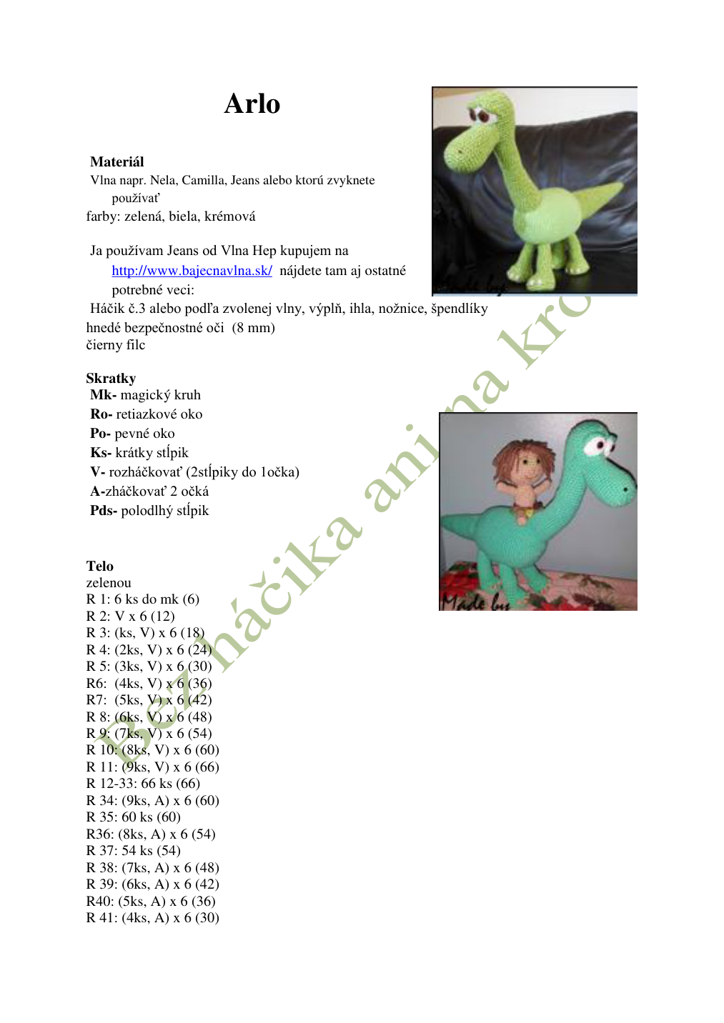 Strana 1 z návodu Arlo dobrý dinosaurus.