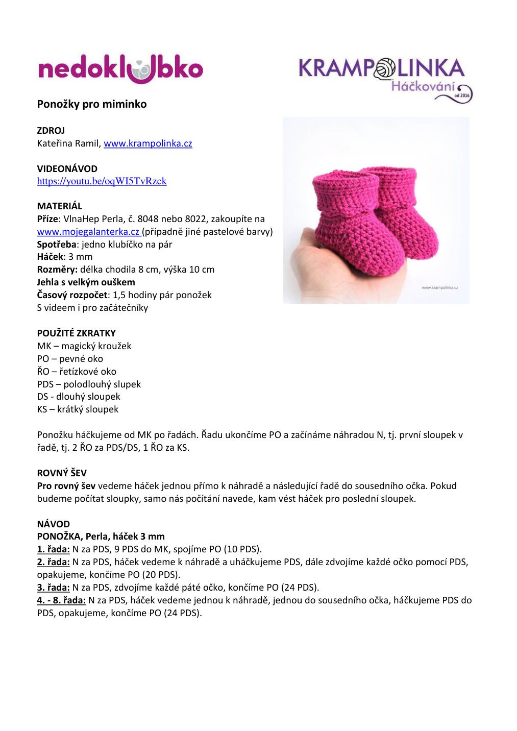 Strana 1 z návodu PONOŽKY Socks for Life