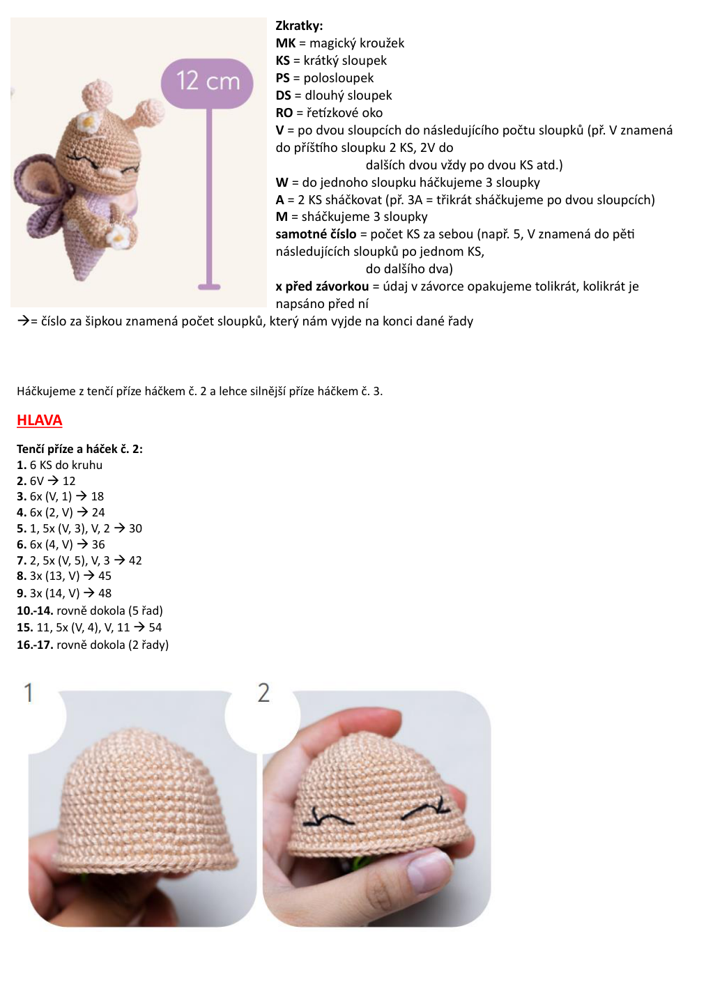 Strana 1 z návodu usínáček motýlek