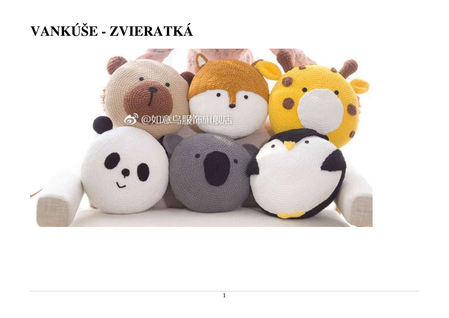 Strana 1 z návodu Vankuse 1 Maco Liska Zirafa Panda Tucniak Koala Iva SK ver2