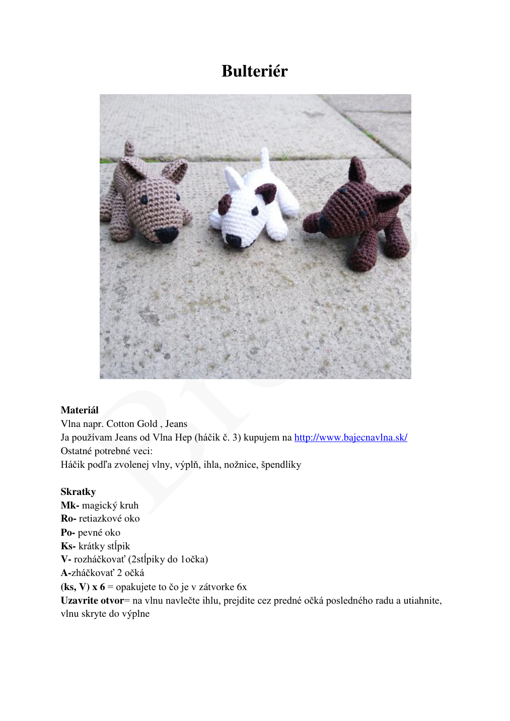Strana 1 z návodu Bulteriér (1)