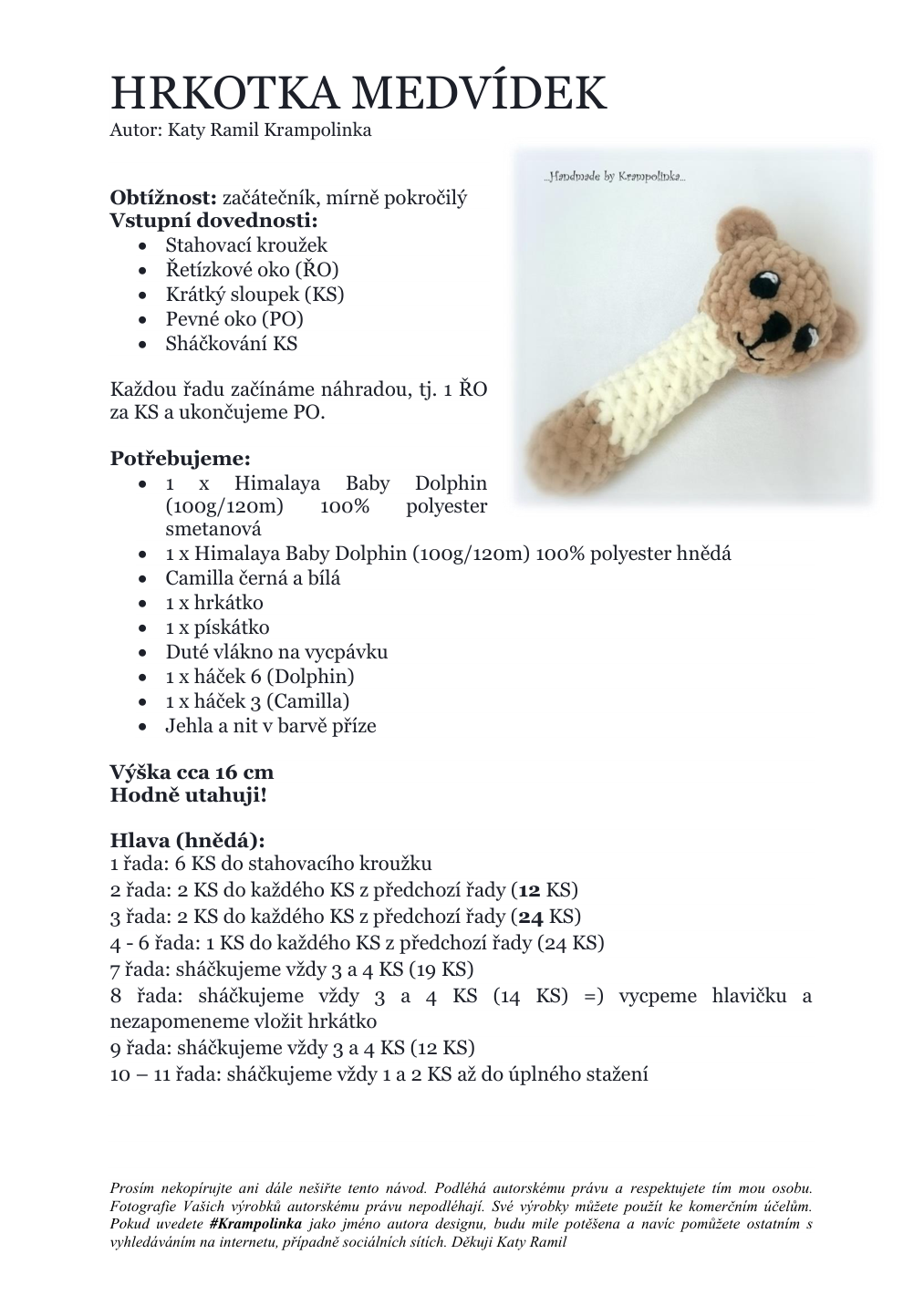 Strana 1 z návodu Hrkotka medvídek Krampolinka